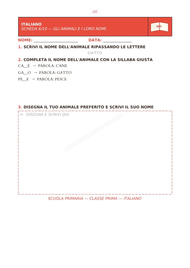 Pagina 5 di 9: Schede di italiano per la classe prima