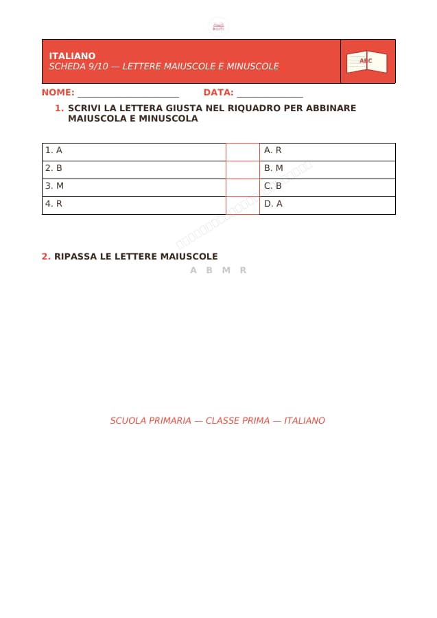 Pagina 8 di 9: Schede di italiano per la classe prima
