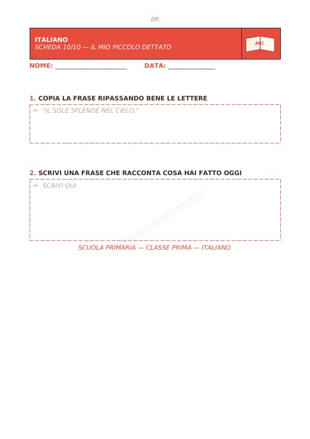 Pagina 9 di 9: Schede di italiano per la classe prima