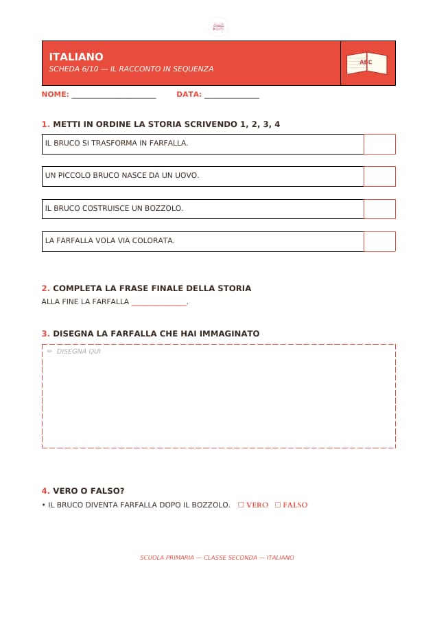 Pagina 6 di 10: Schede di italiano per la classe seconda
