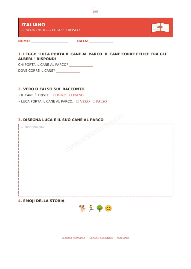 Pagina 10 di 10: Schede di italiano per la classe seconda