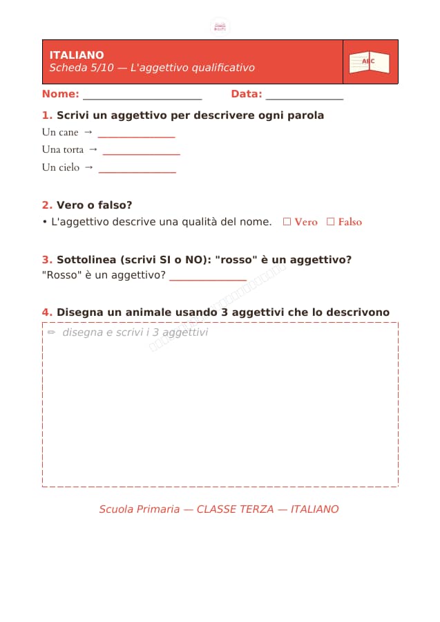 Pagina 5 di 10: Schede di italiano per la classe terza
