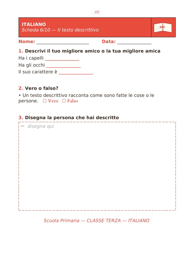Pagina 6 di 10: Schede di italiano per la classe terza