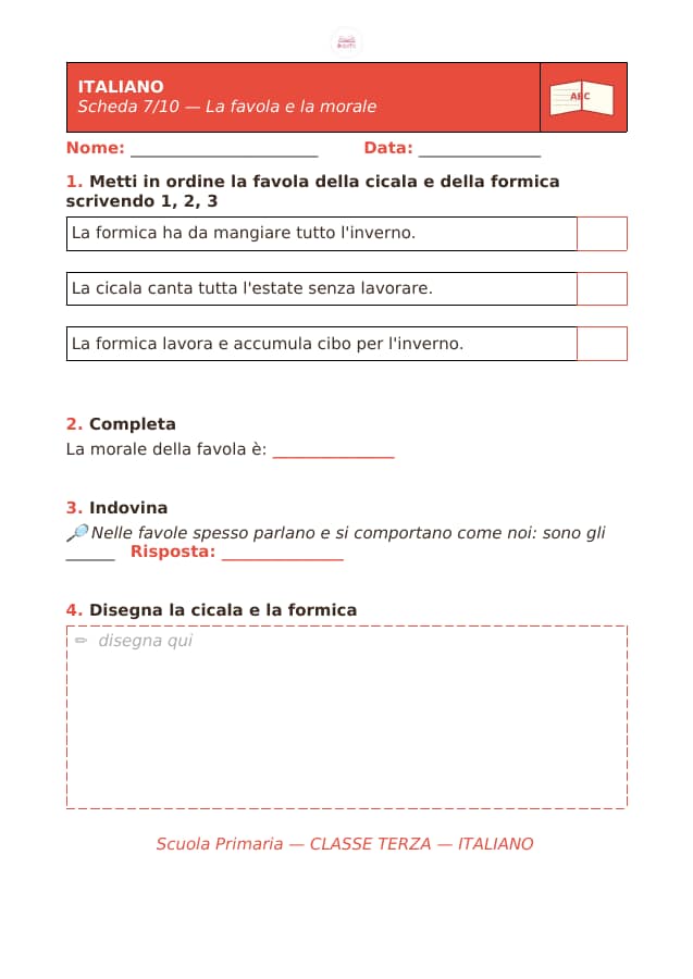 Pagina 7 di 10: Schede di italiano per la classe terza