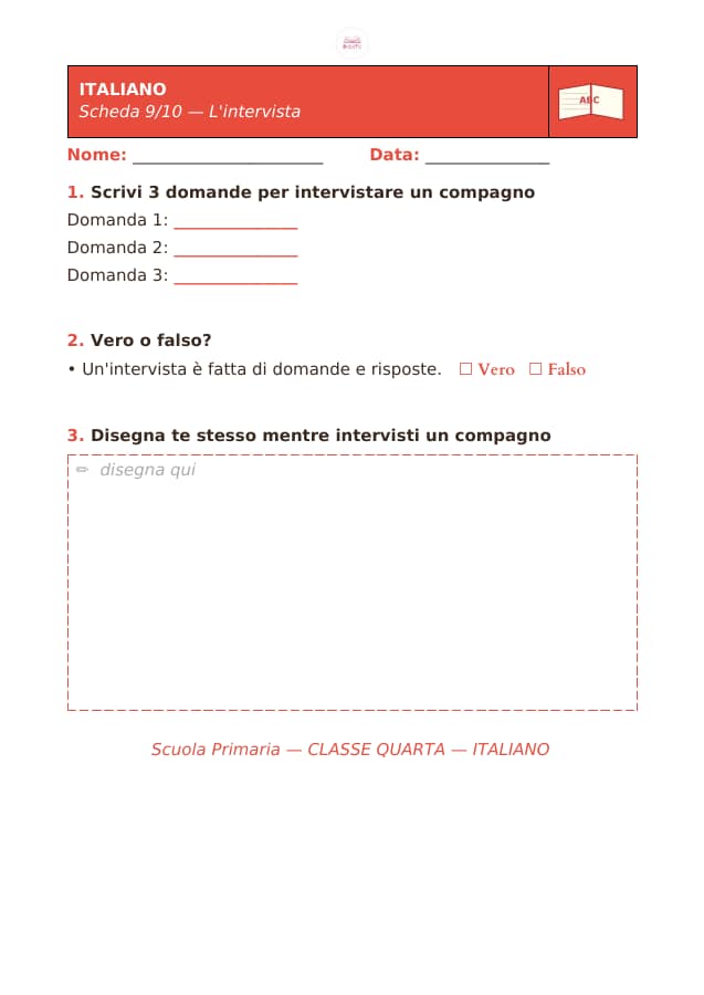 Pagina 9 di 10: Schede di italiano per la classe quarta