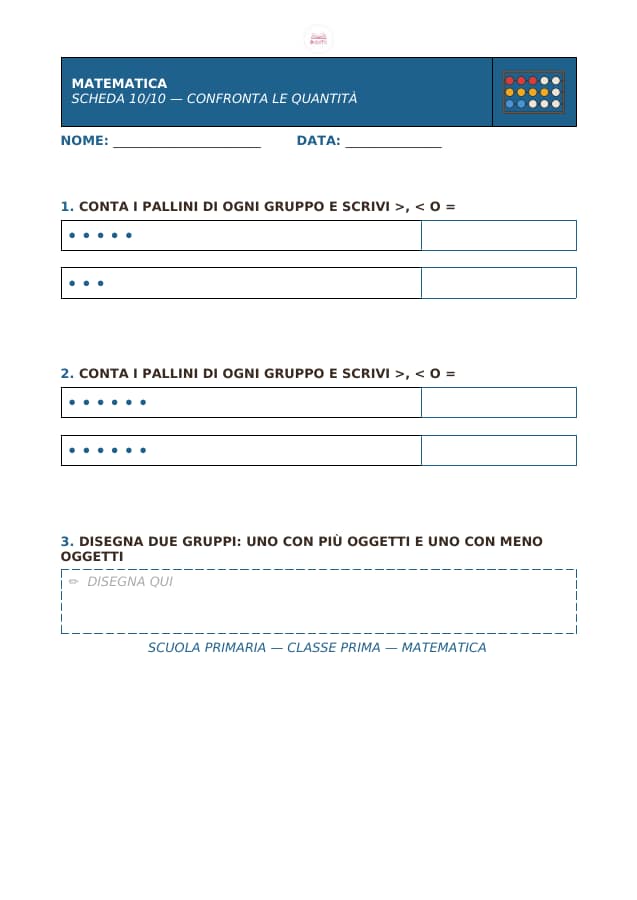 Pagina 10 di 10: Schede di matematica per la classe prima