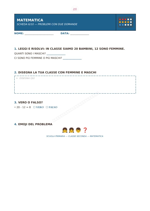 Pagina 6 di 10: Schede di matematica per la classe seconda