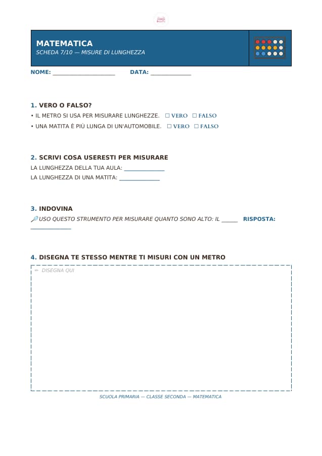 Pagina 7 di 10: Schede di matematica per la classe seconda