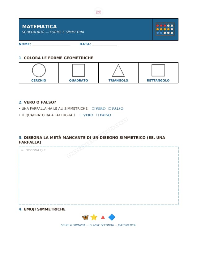 Pagina 8 di 10: Schede di matematica per la classe seconda