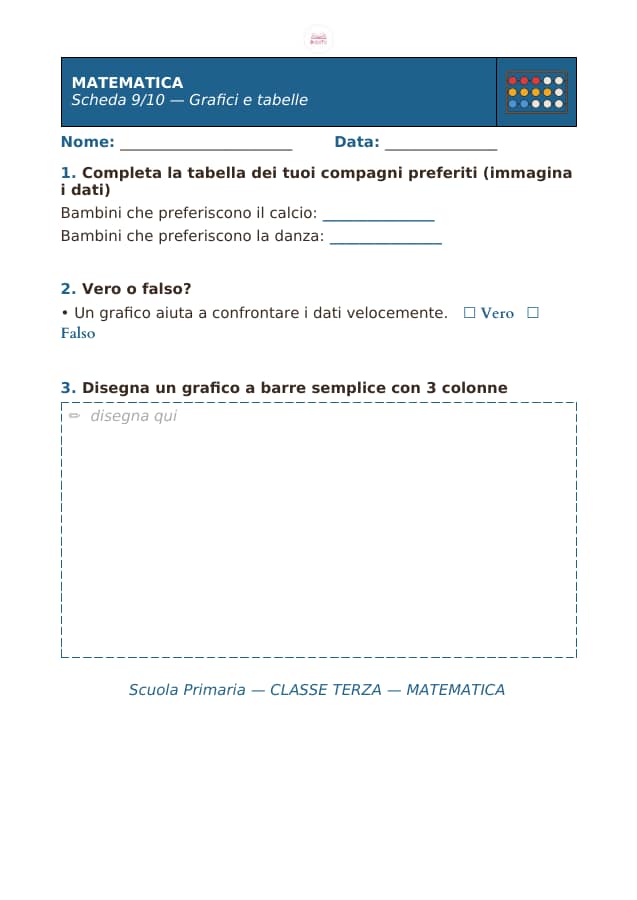 Pagina 9 di 10: Schede di matematica per la classe terza