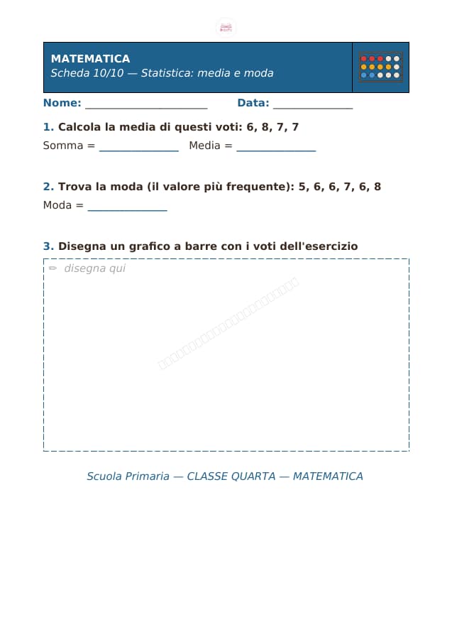 Pagina 10 di 10: Schede di matematica per la classe quarta