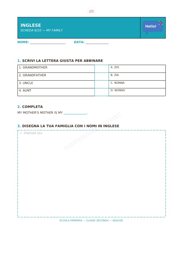 Pagina 6 di 10: Schede di inglese per la classe seconda