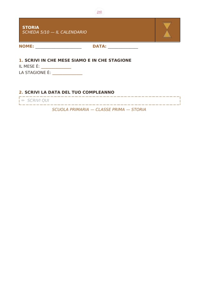 Pagina 6 di 12: Schede di storia per la classe prima