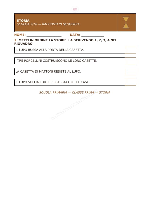 Pagina 8 di 12: Schede di storia per la classe prima