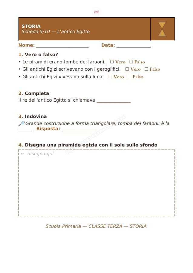 Pagina 5 di 10: Schede di storia per la classe terza