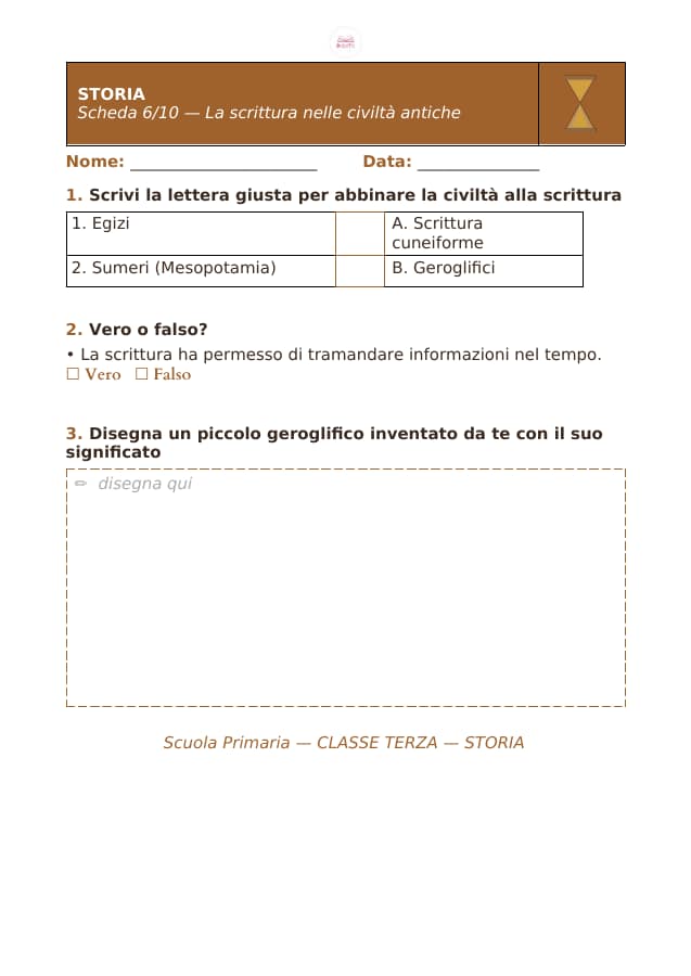 Pagina 6 di 10: Schede di storia per la classe terza