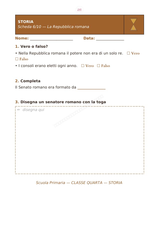 Pagina 6 di 10: Schede di storia per la classe quarta
