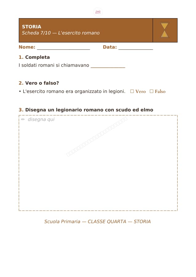 Pagina 7 di 10: Schede di storia per la classe quarta