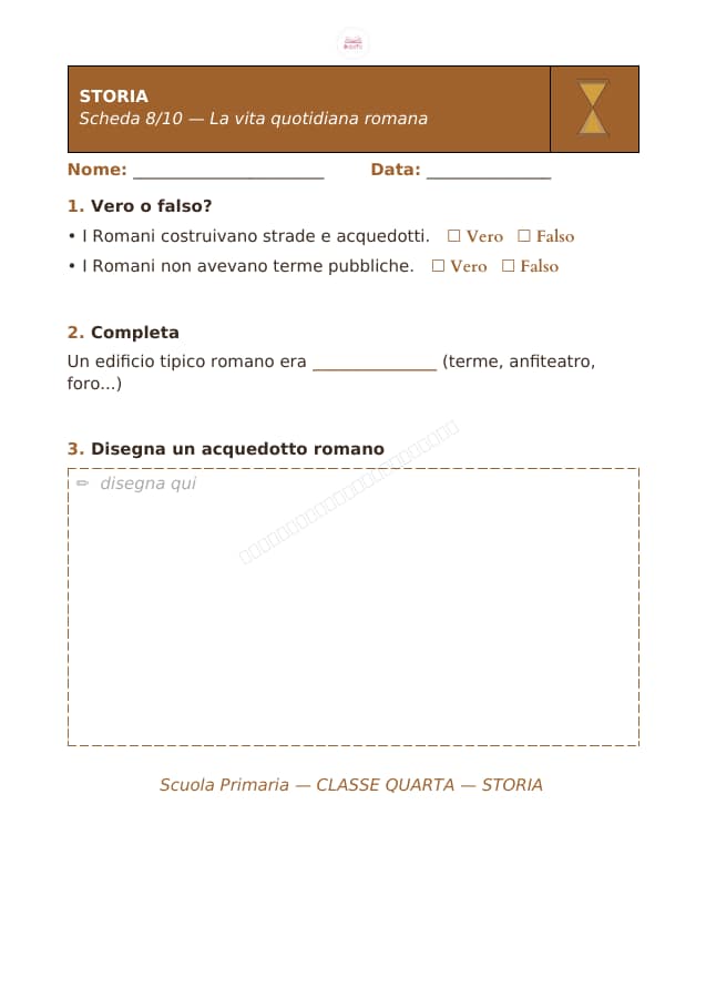 Pagina 8 di 10: Schede di storia per la classe quarta