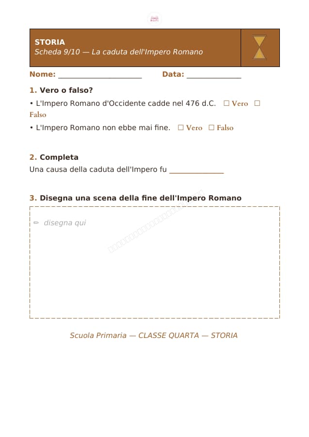 Pagina 9 di 10: Schede di storia per la classe quarta