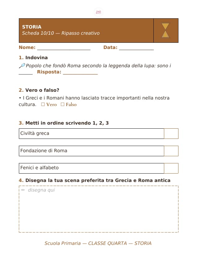 Pagina 10 di 10: Schede di storia per la classe quarta