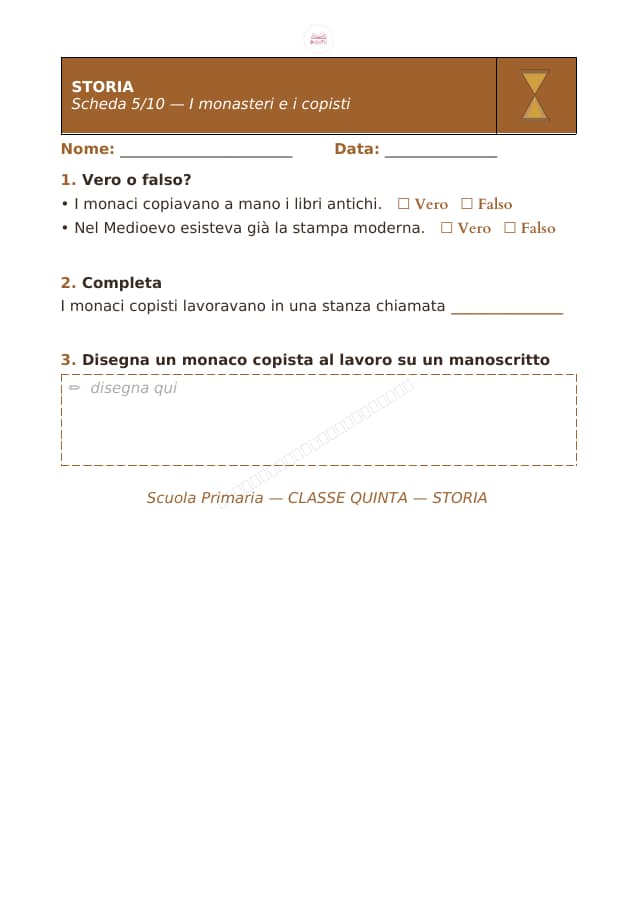 Pagina 5 di 10: Schede di storia per la classe quinta