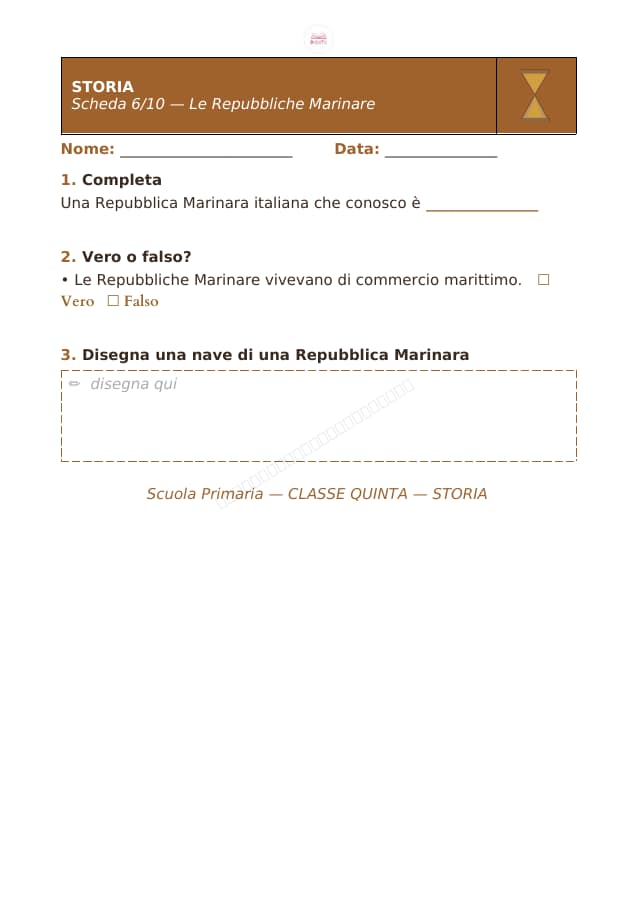 Pagina 6 di 10: Schede di storia per la classe quinta