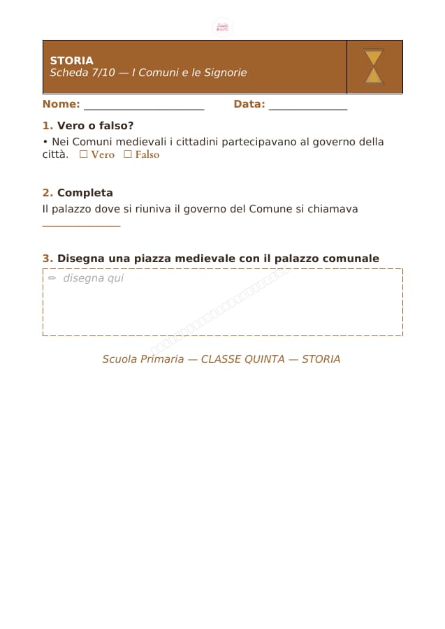 Pagina 7 di 10: Schede di storia per la classe quinta
