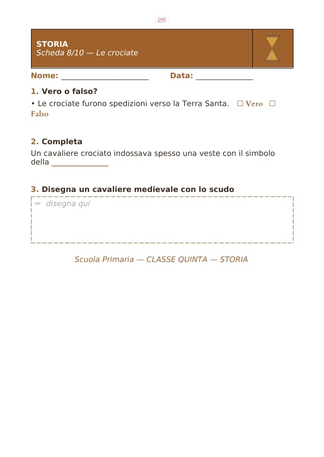 Pagina 8 di 10: Schede di storia per la classe quinta