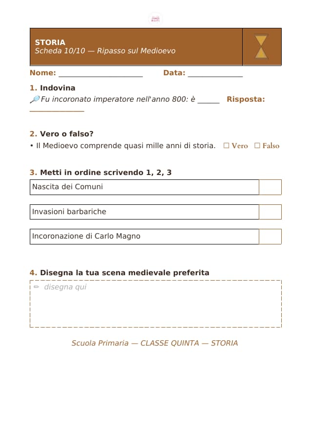 Pagina 10 di 10: Schede di storia per la classe quinta