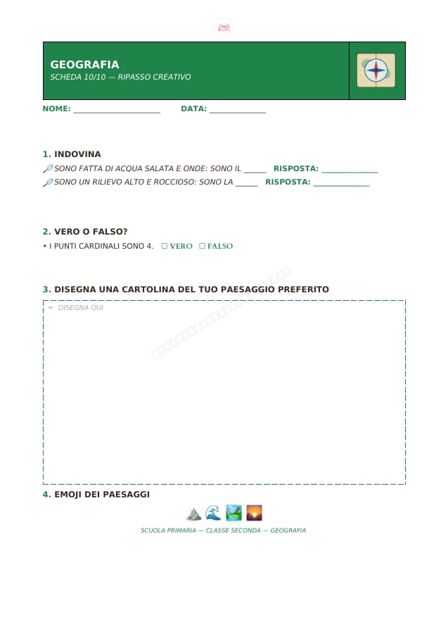 Pagina 10 di 10: Schede di geografia per la classe seconda
