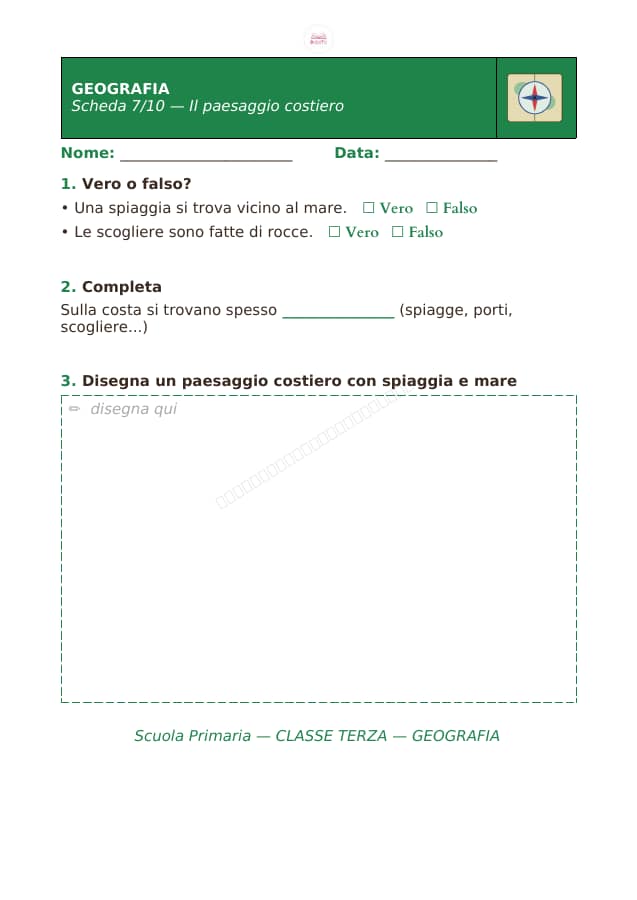 Pagina 7 di 10: Schede di geografia per la classe terza
