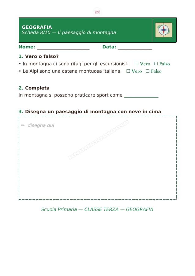 Pagina 8 di 10: Schede di geografia per la classe terza