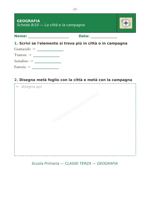 Pagina 9 di 10: Schede di geografia per la classe terza
