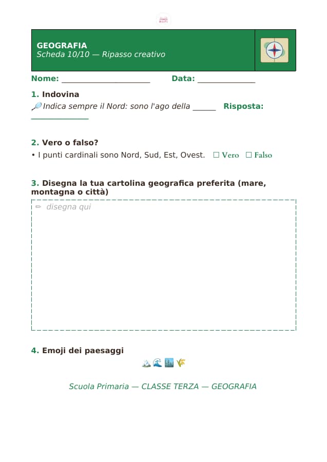 Pagina 10 di 10: Schede di geografia per la classe terza