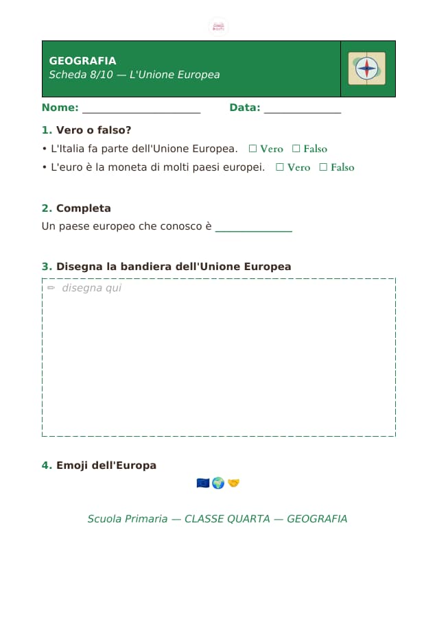 Pagina 8 di 10: Schede di geografia per la classe quarta