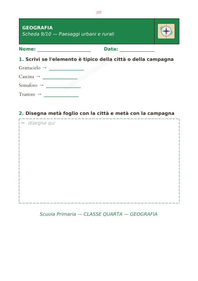 Pagina 9 di 10: Schede di geografia per la classe quarta