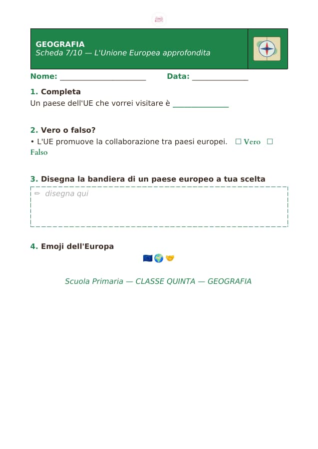 Pagina 7 di 10: Schede di geografia per la classe quinta