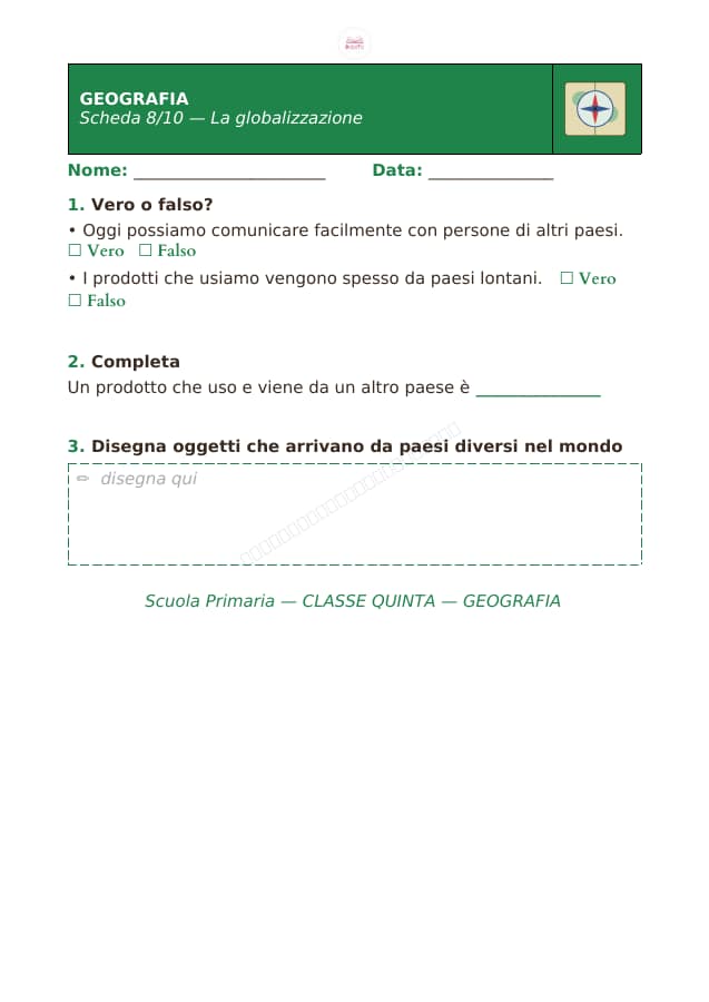 Pagina 8 di 10: Schede di geografia per la classe quinta