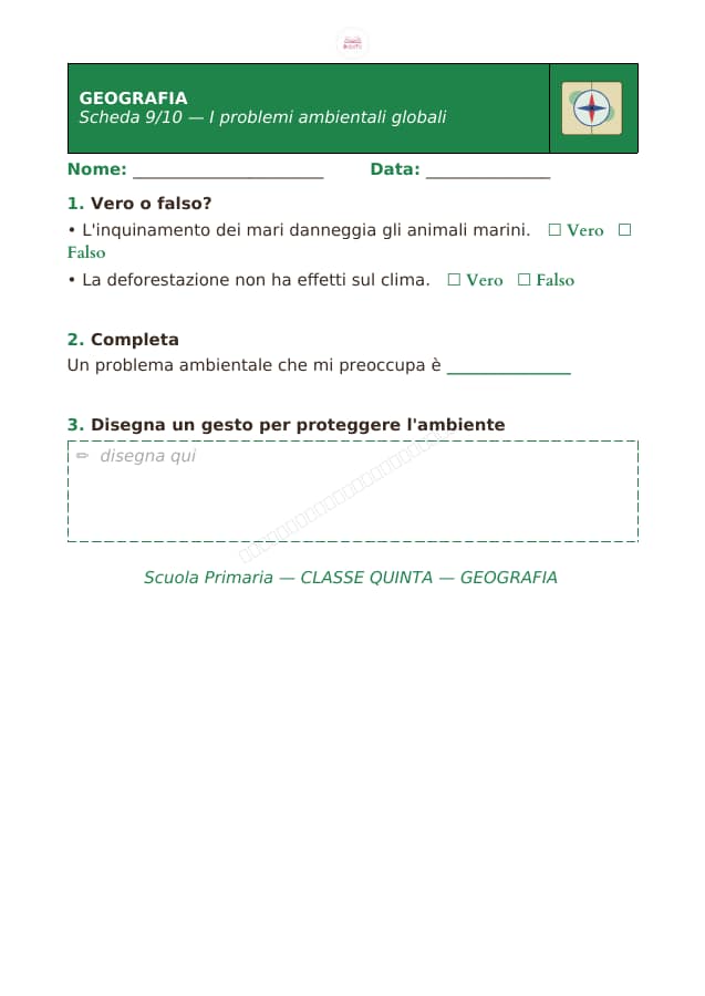 Pagina 9 di 10: Schede di geografia per la classe quinta