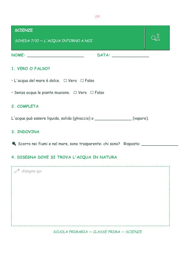 Pagina 8 di 11: Schede di scienze per la classe prima
