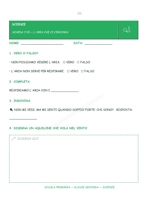 Pagina 7 di 10: Schede di scienze per la classe seconda