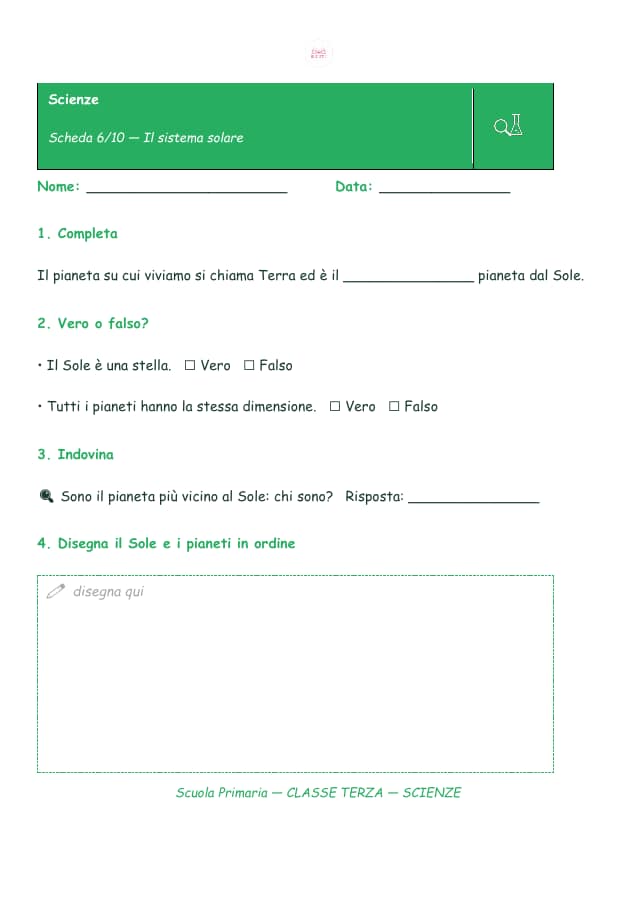 Pagina 7 di 11: Schede di scienze per la classe terza