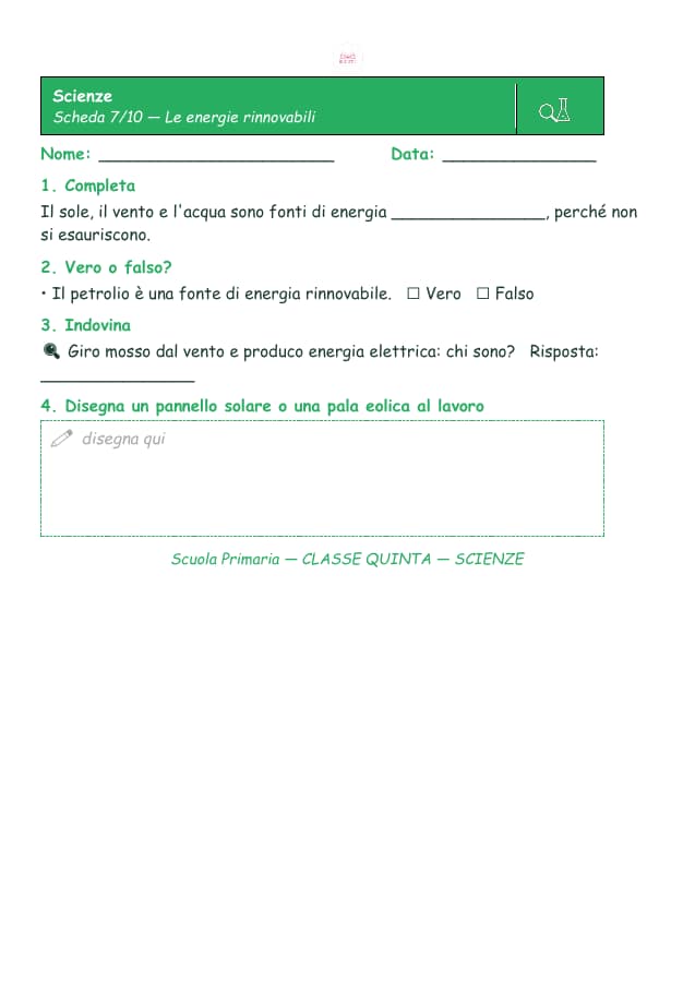 Pagina 7 di 10: Schede di scienze per la classe quinta