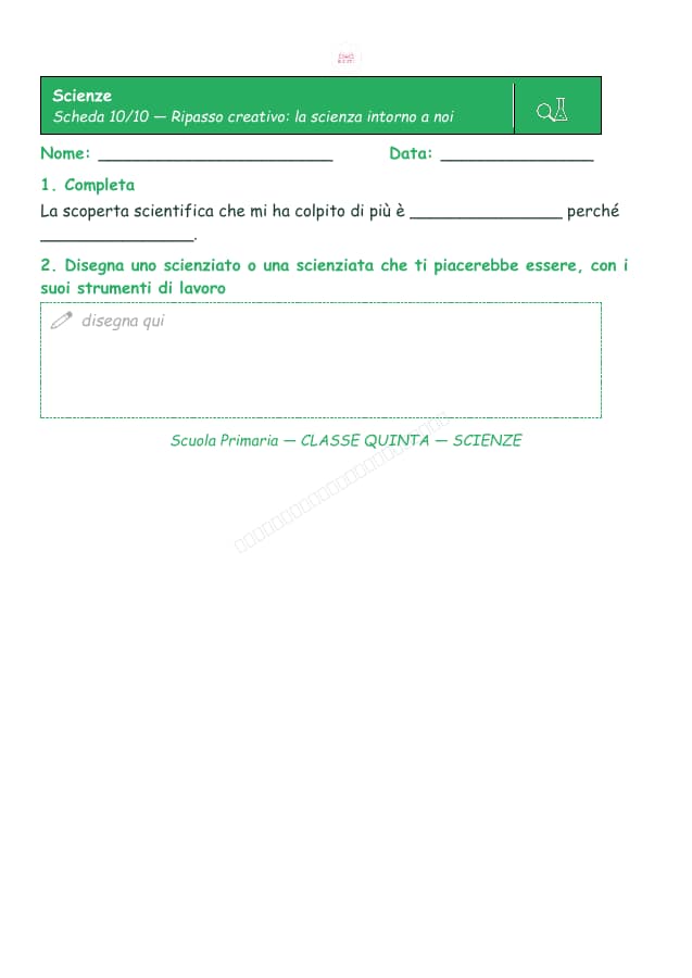Pagina 10 di 10: Schede di scienze per la classe quinta