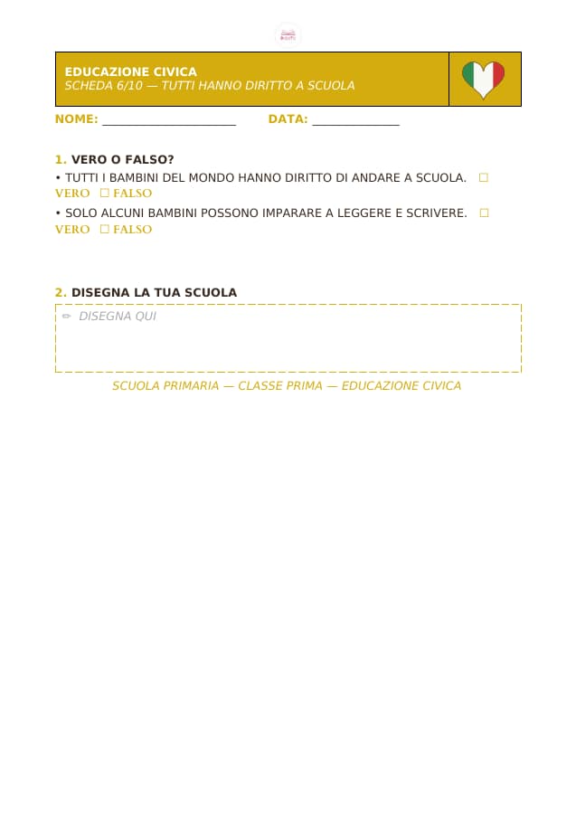 Pagina 6 di 10: Schede di educazione civica per la classe prima