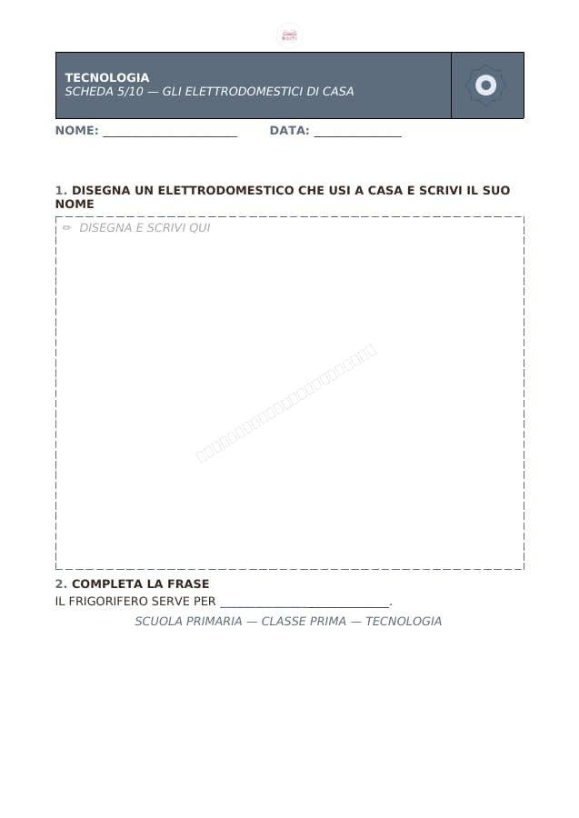 Pagina 5 di 10: Schede di tecnologia per la classe prima