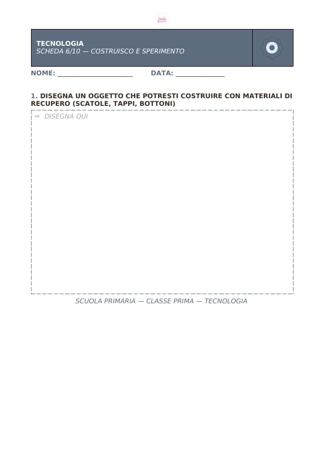 Pagina 6 di 10: Schede di tecnologia per la classe prima