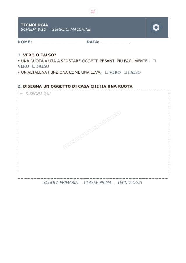 Pagina 8 di 10: Schede di tecnologia per la classe prima