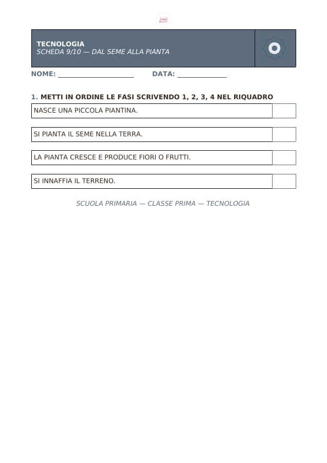 Pagina 9 di 10: Schede di tecnologia per la classe prima
